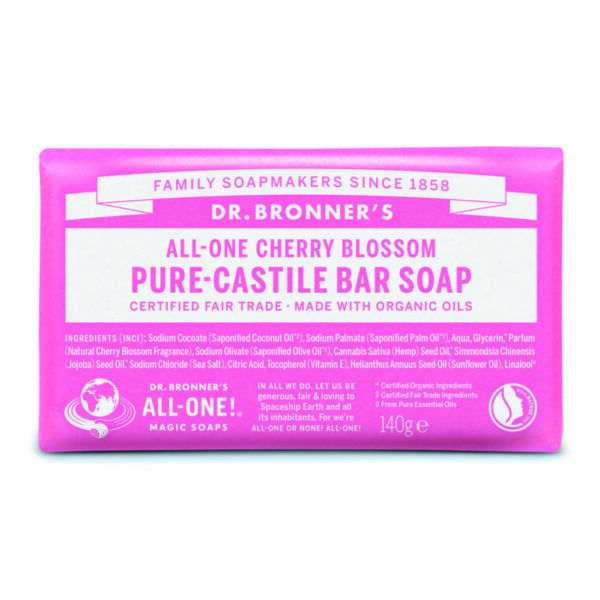 Dr. Bronner's All-One Pure Castile Bar SOap Cherry Blossoms 140g product image