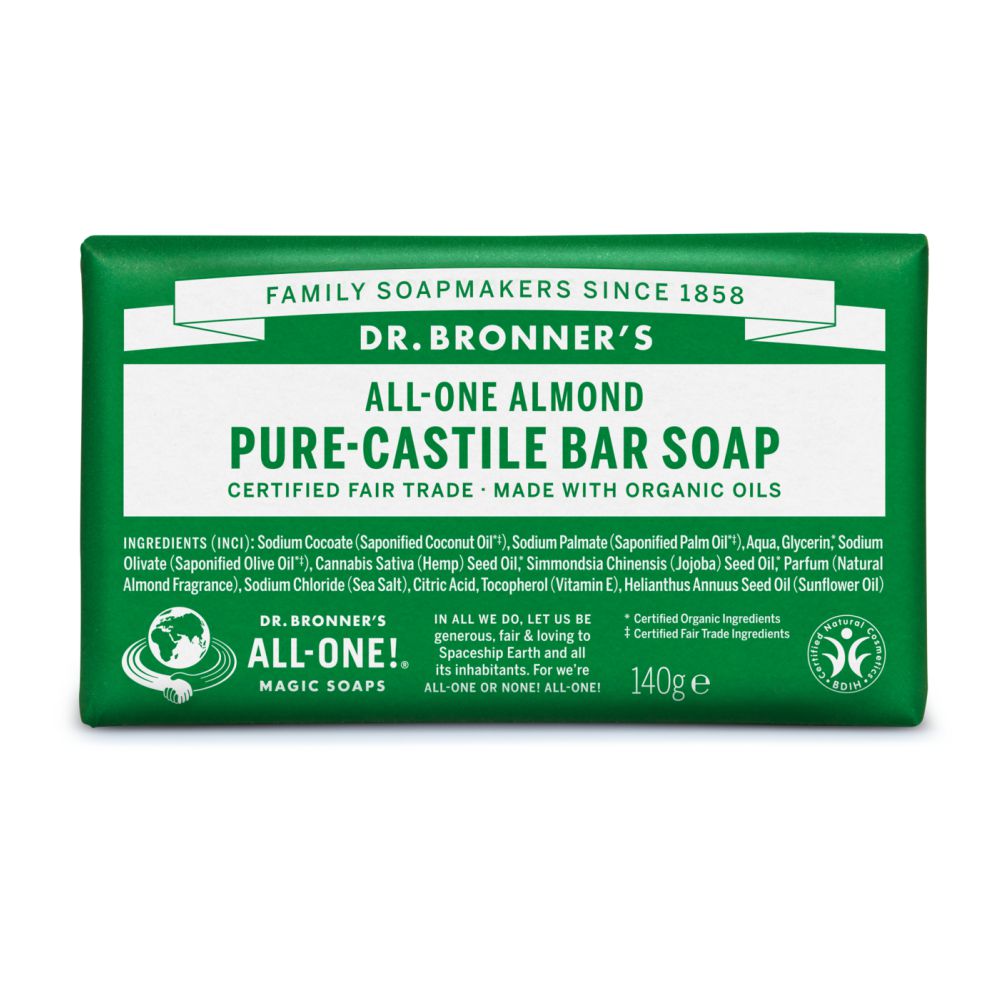 https://soapaholics.com/wp-content/uploads/Dr.-Bronners-All-One-Pure-Castile-Bar-Soap-Almond-140g.jpg