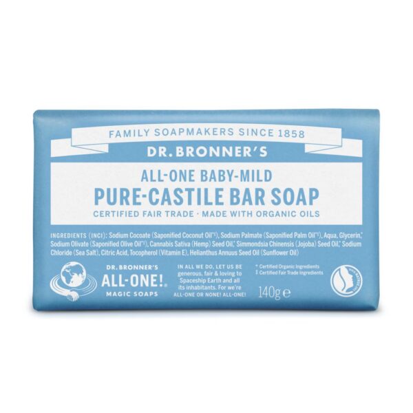 Dr. Bronner's All-One Pure Castile Bar Soap Baby-Mild 140g product image