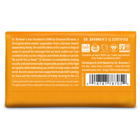 Dr. Bronner’s Pure Castile Bar Soap (Citrus Orange) 140g