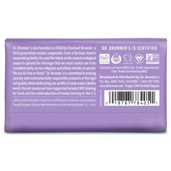 Dr. Bronner's All-One Pure Castile Bar Soap Lavender 140g product image