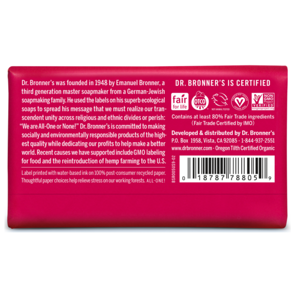 Dr. Bronner's All-One Pure Castile Bar Soap Rose 140g product image