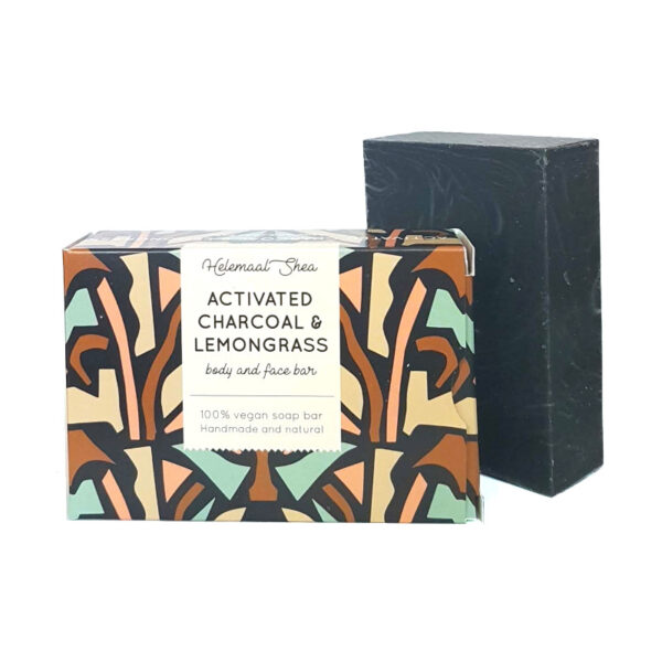 HelemaalShea Activated Charcoal & Lemongrass body and face bar