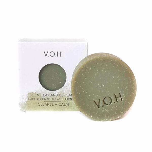voh green clay & bergamot soap 90g