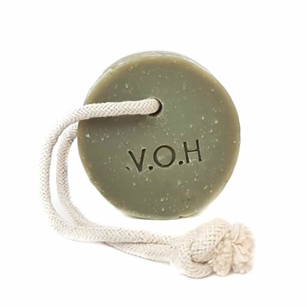 voh green clay & bergamot soap on a rope 90g